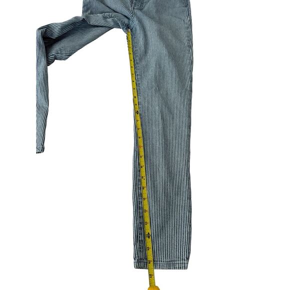 Madewell 9” Mid-Rise Skinny Jeans Blue White Pinstripe Stretch Denim Size 26 - Picture 9 of 11